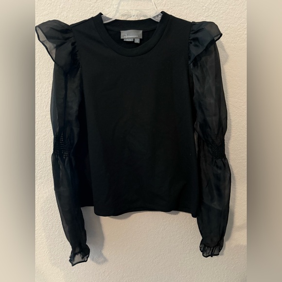 Anthropologie Tops - Anthropologie Black Top w/ Sheer Sleeves Sz M Women’s